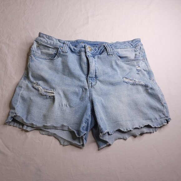 Seven7 Denim Womens Shorts Fray Hem 14 Distressed Light Wash Med Rise Stretch - Picture 2 of 5
